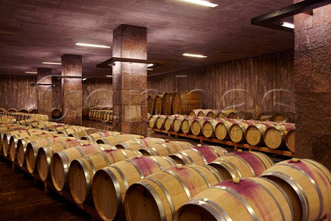 Barriques in cellar of the Cantina Terlano cooperative which is built from porphyry the local rock  Terlano Alto Adige Italy  Alto Adige  Sdtirol