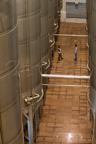 Stainless steel fermentation tanks in Chateau Changyu winery   Yantai Shandong Province China