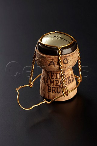 Cork and wire cage from bottle of Louis Roederer Champagne
