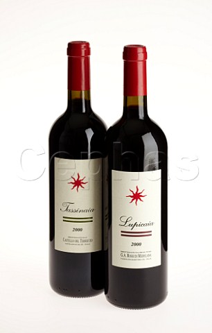 Bottles of 2000 Lupicaia and Tassinaia from Castello del Terriccio   Castellina Marittima Tuscany Italy