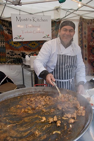 Man selling traditional Turkish food at the York International Market Place York England