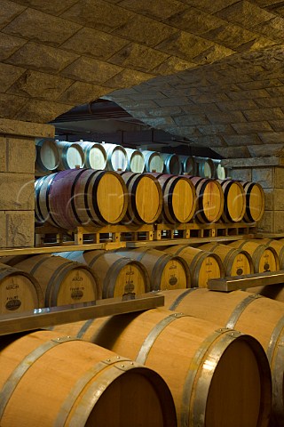 Barrels in cellar at Chateau ChangyuCastel Yantai Shandong Province China