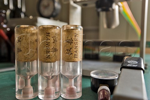 Testing corks in the manufacturing facility at Changyu winery Yantai Shandong Province China