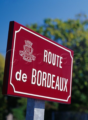 Sign on the D2 road in Pauillac Gironde France  Mdoc  Bordeaux