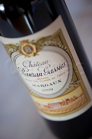 Bottle of Chteau RauzanGassies at En Primeur tasting of the 2009 vintage  Margaux Bordeaux France