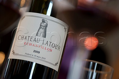 Bottle of Chteau Latour at En Primeur tasting of the 2009 vintage at the chteau in Pauillac  Bordeaux France