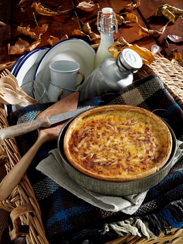 Ham quiche in a picnic setting