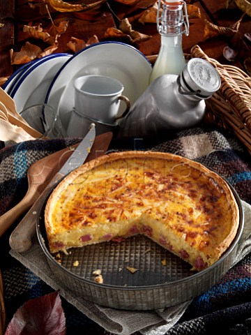 Ham quiche in a picnic setting