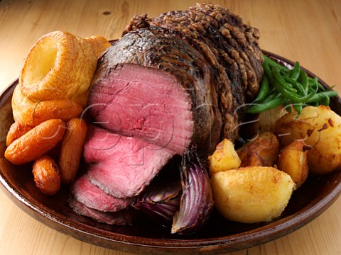 Irish roast beef joint with vegetables