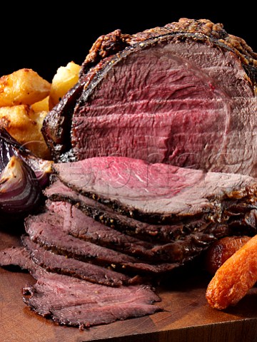 Irish roast beef joint with vegetables