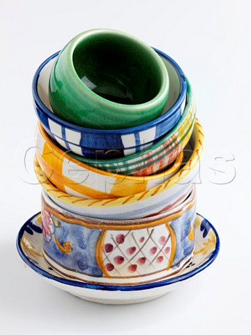 Colourful painted crockery