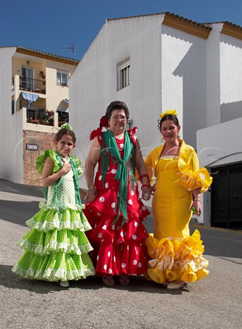 Women in traditional flamenco dress  Prado del Rey Sierra de Cdiz Andaluca Spain