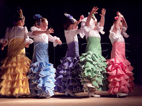 Children flamenco dancing Prado del Rey Sierra de Cdiz Andaluca Spain