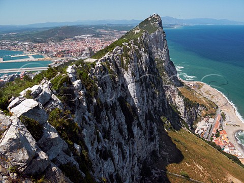 The Rock of Gibraltar with Spain in the distance