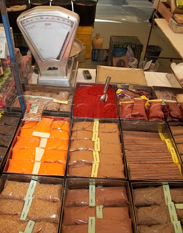 Spices for sale on market stall El Bosque Sierra de Cdiz Andaluca Spain