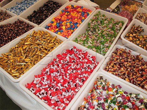 Sweets for sale on market stall  El Bosque Sierra de Cdiz Andaluca Spain