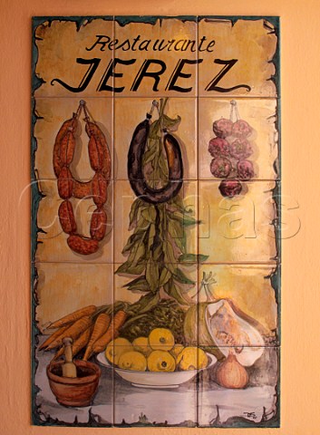 Tiled restaurant sign in Ronda Andaluca Spain