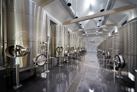 Refrigerated stainless steel tanks of Boxwood winery Middleburg Virginia USA
