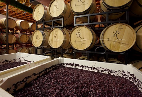 Tanks of fermenting Merlot in winery of Rappahannock Cellars   Huntly Virginia USA