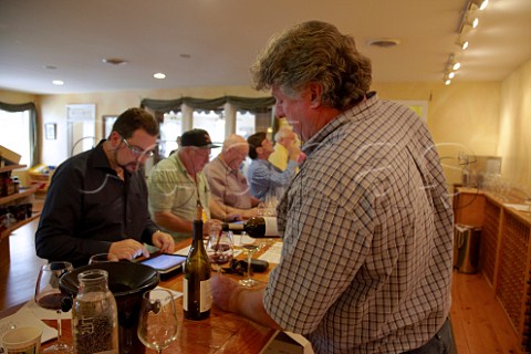John Delamare tasting his wines with a group of wine writers  Rappahannock Cellars Huntly Virginia USA