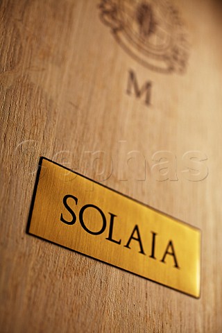 Barrique of 2009 Solaia in cellar of Antinoris Villa Tignanello Montefiridolfi Tuscany Italy