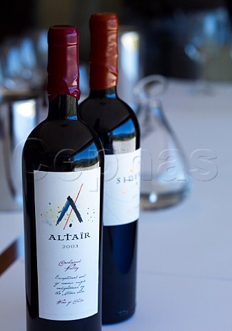 Bottles of Altair 2003 and Sideral at Altair winery Cachapoal Valley Chile  Rapel