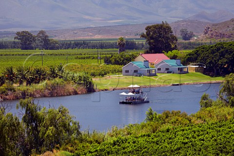 Tourist boat of Viljoensdrift winery on the Breede River  Robertson Western Cape South Africa  Breede River Valley