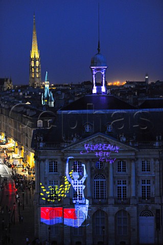 Projection on buildings at the Fte le Vin in Bordeaux Gironde France