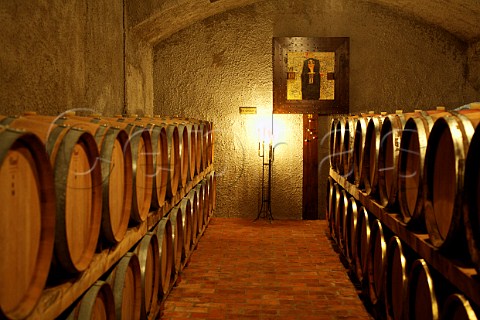 Barrels in cellar of the Movia winery Medana Dobrovo Slovenia   Brda