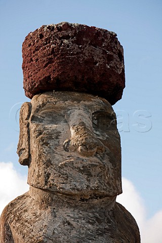 Moai with top knot at Ahu Tongariki Easter Island