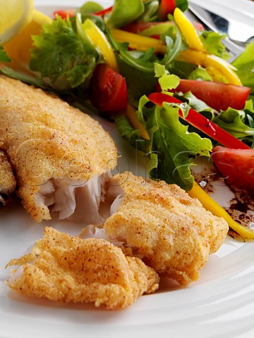 Fried Tilapia vegetables and salad