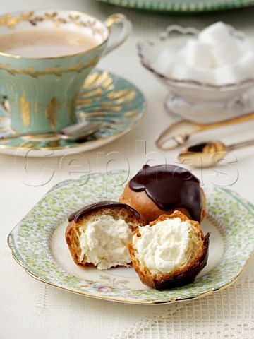 Profiteroles in a table setting