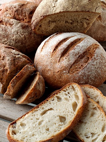 Rustic organic loaves of bread