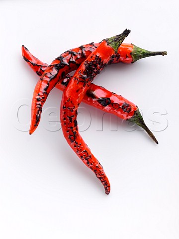 Flamed red chili peppers chillies