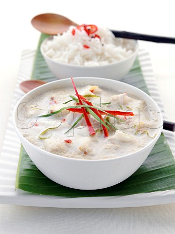 Individual portion of Fish Amok Cambodian cuisine