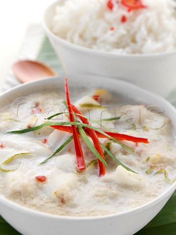 Individual portion of Fish Amok Cambodian cuisine