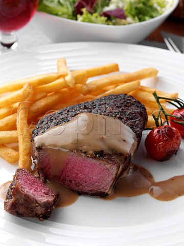 Peppered fillet steak with french fries Marco Pierre White recipe