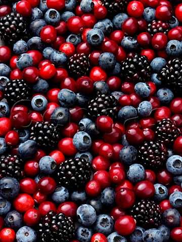 Cranberries blackberries and blueberries