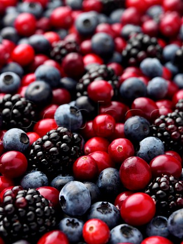 Cranberries blackberries and blueberries