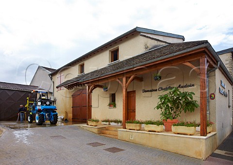 Charles Audoin washing his vineyard tractor Domaine Charles Audoin MarsannaylaCte CtedOr France  Marsannay