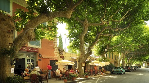 Caf du Cours under the plane trees in the centre of Vacqueyras Vaucluse France