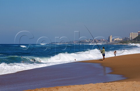 Fishing from the beach at Amanzimtoti KwaZuluNatal South Africa