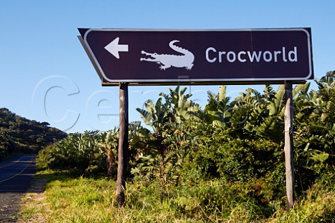 Sign for Crocworld near Scottburgh KwaZuluNatal South Africa