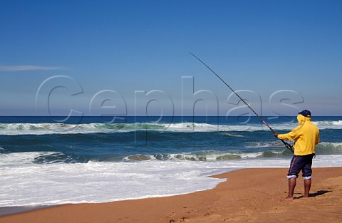 Fishing from the beach at Amanzimtoti KwaZuluNatal South Africa