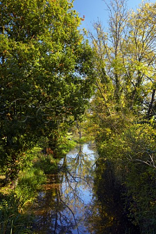 Fishing in the Wey  Arun Canal at Drungewick Lane Bridge near Loxwood Sussex England