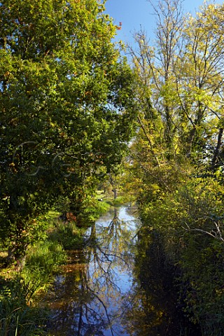 Fishing in the Wey  Arun Canal at Drungewick Lane Bridge near Loxwood Sussex England