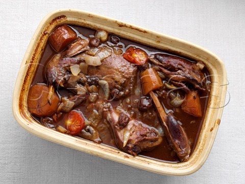 A rustic pot of rabbit stew