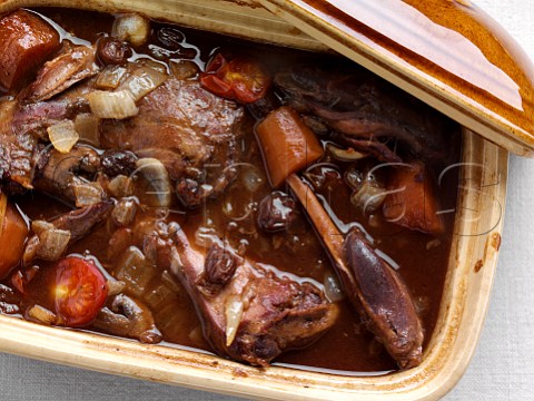 A rustic pot of rabbit stew