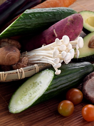 A basket of raw fresh vegetables ingredients