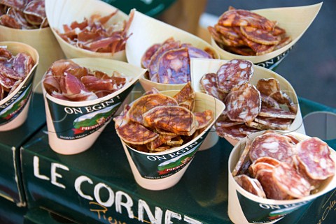 Charcuterie on sale in the market at Amboise IndreetLoire France